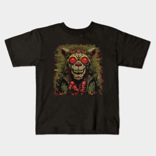 Vintage Design - Green Monster, a Horrifying Illustration. Kids T-Shirt